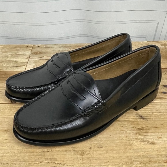 G.H. Bass - Whitney Weejuns Black Leather Penny Loafers - Women's 9 - Picture 4 of 14
